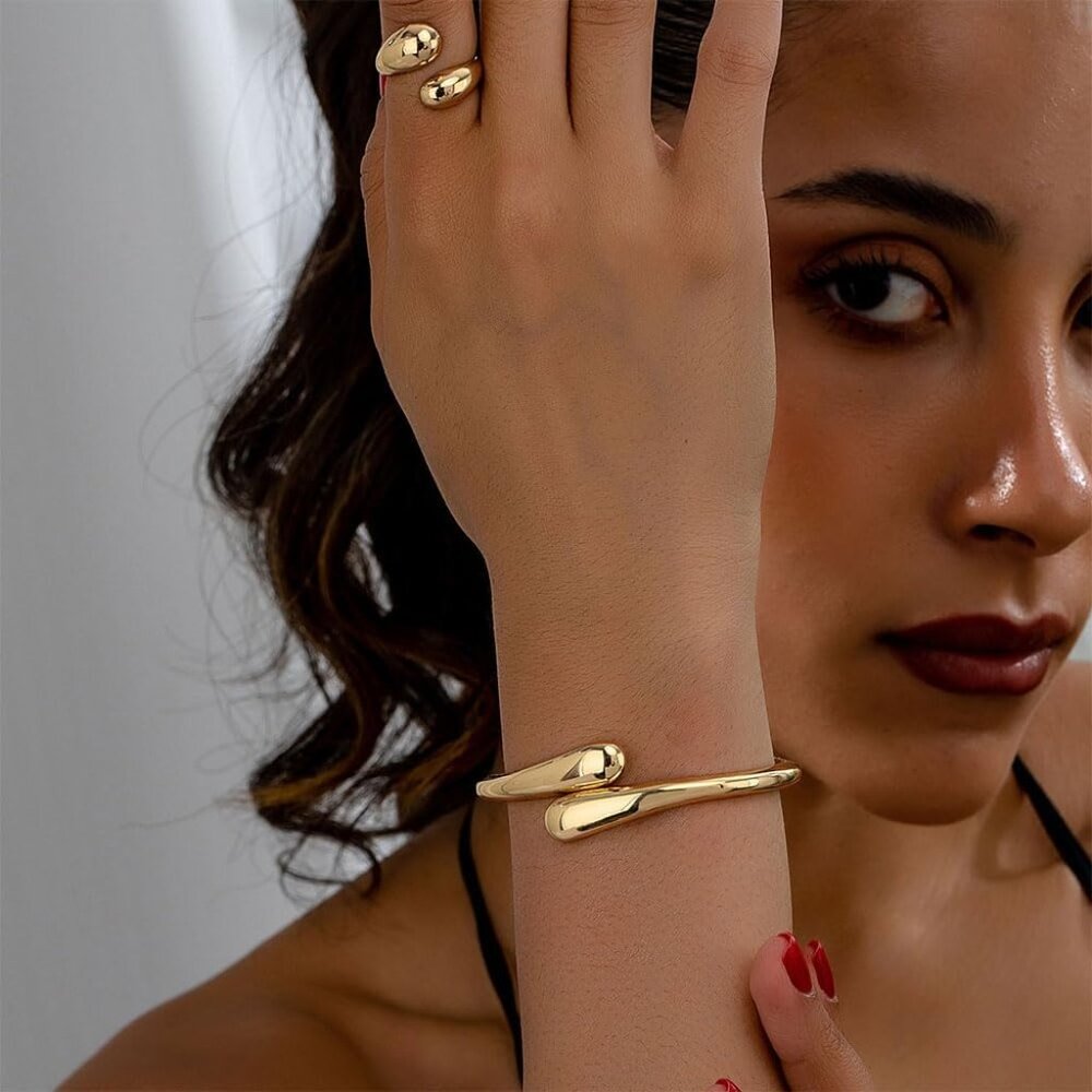 Adjustable 14k Plated Gold Bangles For Women Fash… - image 7